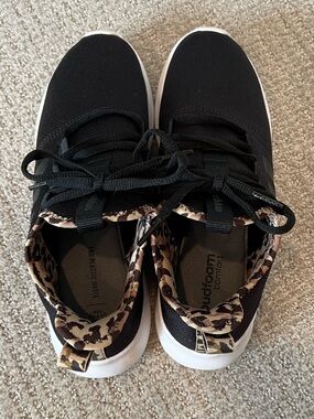 adidas Black Sneakers with Leopard-Print Collar